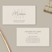 Carte De Visite Wedding planner de crème de logo Monogramme modern