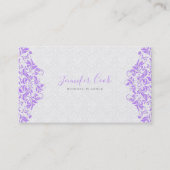 Carte De Visite Wedding planner de Damas florales violet et blanc (Devant)