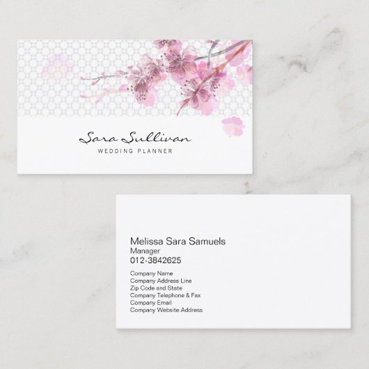 Carte de visite Wedding planner de fleurs de ceris (Devant / Derrière)