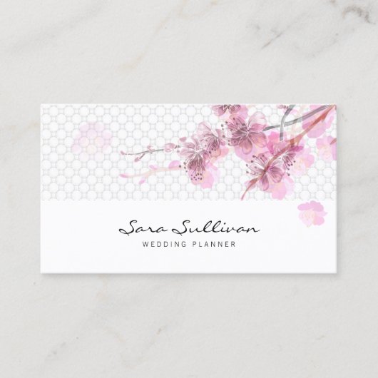 Carte de visite Wedding planner de fleurs de ceris (Devant)