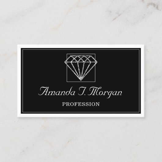 Carte De Visite Wedding planner de l'événement Diamant noir blanc (Devant)