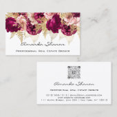 Carte De Visite Wedding planner de l'événement Red Floral Logo QR  (Devant / Derrière)