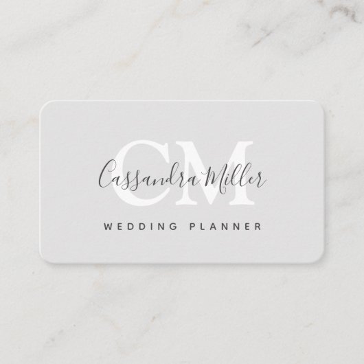 Carte De Visite Wedding planner de nom de monogramme simple (Devant)
