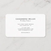 Carte De Visite Wedding planner de nom de monogramme simple (Dos)
