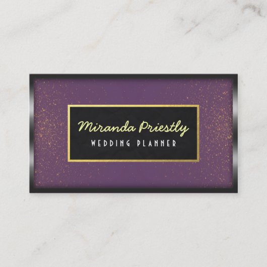 Carte De Visite Wedding planner de Parties scintillant Black Gold  (Devant)