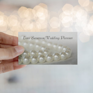 Carte De Visite Wedding planner de perles blanches