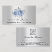 Carte De Visite Wedding planner d'événement Floral Blue Grey Logo (Devant / Derrière)