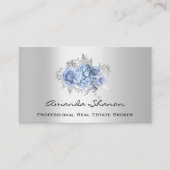 Carte De Visite Wedding planner d'événement Floral Blue Grey Logo (Devant)