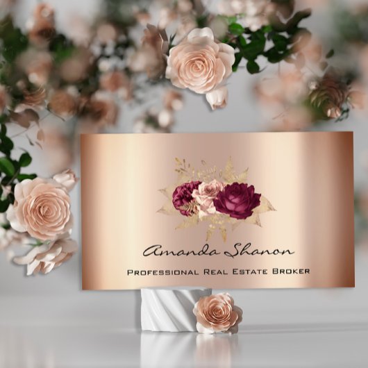 Carte De Visite Wedding planner d'événement Foral Rose Gold QR Cod