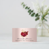 Carte De Visite Wedding planner d'événement Red Gold Roses Logo QR (Debout devant)