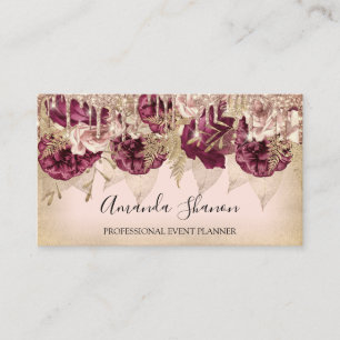Carte De Visite Wedding planner d'événement Roses flèches Lecteur 