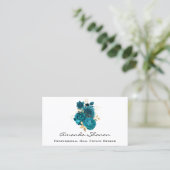 Carte De Visite Wedding planner d'événement Roses or blanc LogoQRC (Debout devant)