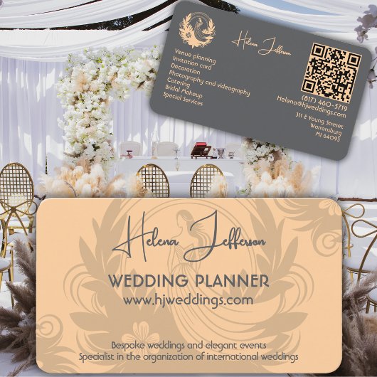 Carte De Visite Wedding planner du logo Motif de Pêche moderne