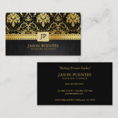 Carte De Visite Wedding planner élégant de noir et d'or (Devant / Derrière)