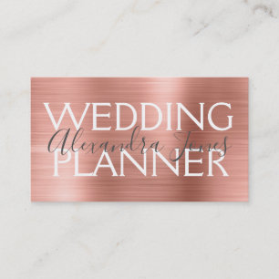 Carte De Visite Wedding planner élégant d'or rose et rose