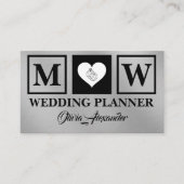 Carte de visite Wedding planner en argent noir sim (Devant)
