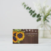 Carte De Visite Wedding planner en bois de grange de tournesol rus (Debout devant)