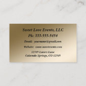 Carte de visite Wedding planner en or noir simple (Dos)