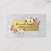Carte De Visite Wedding planner en papier artisanal Damask or blan (Devant)
