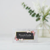 Carte De Visite Wedding planner en papier artisanal noir Damask or (Debout devant)