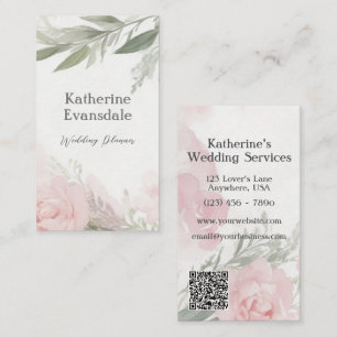Carte De Visite Wedding planner Feminine Aquarelle Pink Peonies