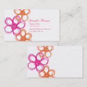 Carte De Visite Wedding planner Fleur sauvage orange et rose chaud (Devant / Derrière)
