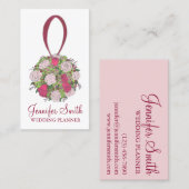 Carte De Visite Wedding planner fleuriste rose des fleurs nuptiale (Devant / Derrière)