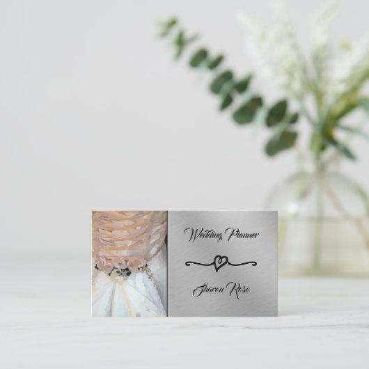 Carte de visite Wedding planner Floral & Argent (Debout devant)
