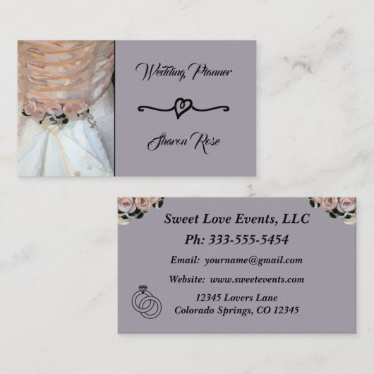 Carte de visite Wedding planner Floral Lavender (Devant / Derrière)