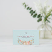 Carte De Visite Wedding planner floral Monogramme bleu (Debout devant)