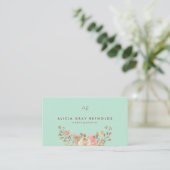 Carte De Visite Wedding planner floral Monogramme de menthe (Debout devant)