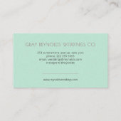 Carte De Visite Wedding planner floral Monogramme de menthe (Dos)