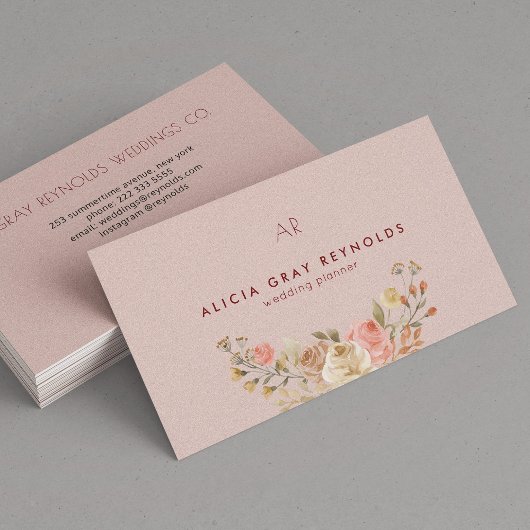 Carte De Visite Wedding planner floral monogramme transparent