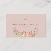 Carte De Visite Wedding planner floral monogramme transparent (Devant)
