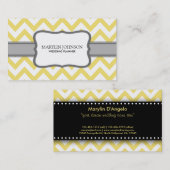 Carte De Visite Wedding planner jaune de Chevron (Devant / Derrière)