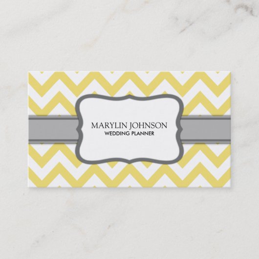 Carte De Visite Wedding planner jaune de Chevron (Devant)