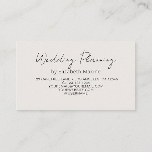 Carte De Visite Wedding planner Moderne Boho (Dos)