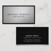 Carte De Visite Wedding planner moderne chic noir et argent (Devant / Derrière)