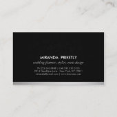 Carte De Visite Wedding planner moderne chic noir et argent (Dos)