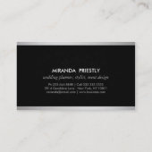 Carte De Visite Wedding planner moderne chic noir et argent (Dos)