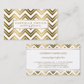 Carte De Visite Wedding planner moderne Gold Zigzag Chevron (Devant / Derrière)