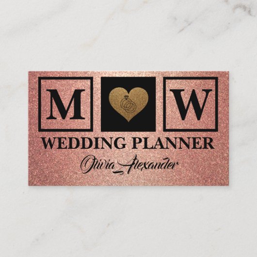 Carte de visite Wedding planner or Rose simple (Devant)