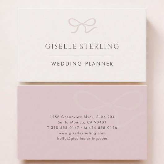 Carte De Visite Wedding Planner Pink Bow