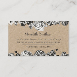 Carte De Visite Wedding planner professionnel élégant noir et blan
