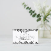 Carte De Visite Wedding planner professionnel élégant noir et blan (Debout devant)