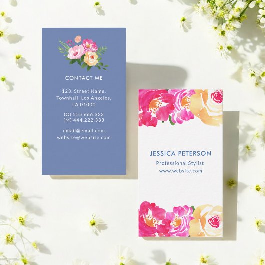 Carte De Visite Wedding planner rose Floral Chic