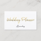 Carte De Visite Wedding planner Script Gold QR Code Logo Blanc (Devant)