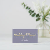 Carte De Visite Wedding planner Script Gold QR Code Logo gris bleu (Debout devant)