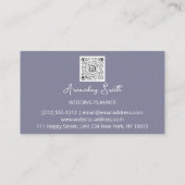 Carte De Visite Wedding planner Script Gold QR Code Logo gris bleu (Dos)