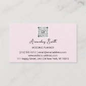 Carte De Visite Wedding planner Script Gold QR Code Logo rose (Dos)
